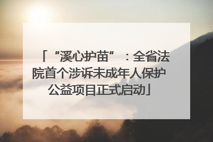 “溪心护苗”：全省法院首个涉诉未成年人保护公益项目正式启动