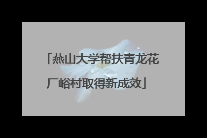 燕山大学帮扶青龙花厂峪村取得新成效