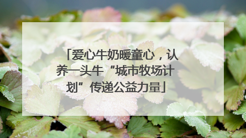 爱心牛奶暖童心，认养一头牛“城市牧场计划”传递公益力量