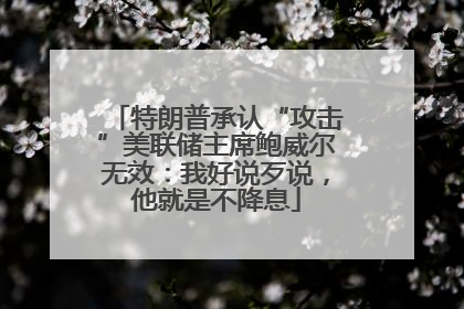 特朗普承认“攻击”美联储主席鲍威尔无效：我好说歹说，他就是不降息