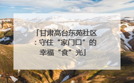 甘肃高台东苑社区：守住“家门口”的幸福“食”光