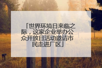 世界环境日来临之际，这家企业举办公众开放日活动邀请市民走进厂区