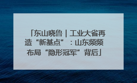 东山晓鲁｜工业大省再造“新基点”：山东频频布局“隐形冠军”背后