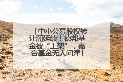中小公募股权转让潮延续！德邦基金被“上架”，嘉合基金无人问津