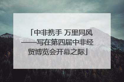 中非携手 万里同风——写在第四届中非经贸博览会开幕之际