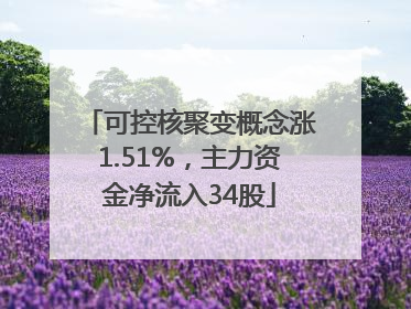 可控核聚变概念涨1.51%，主力资金净流入34股