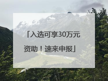 入选可享30万元资助！速来申报