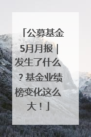 公募基金5月月报｜发生了什么？基金业绩榜变化这么大！
