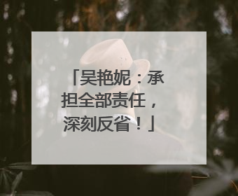 吴艳妮：承担全部责任，深刻反省！