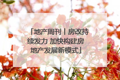 地产周刊丨房改持续发力 加快构建房地产发展新模式