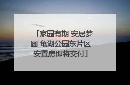 家园有期 安居梦圆 龟湖公园东片区安置房即将交付