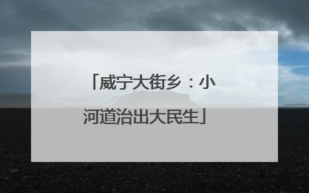威宁大街乡：小河道治出大民生
