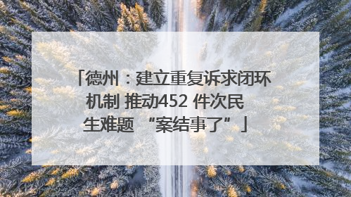 德州：建立重复诉求闭环机制 推动452 件次民生难题 “案结事了”