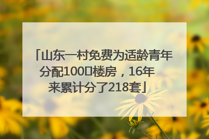 山东一村免费为适龄青年分配100㎡楼房，16年来累计分了218套
