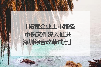 拓宽企业上市路径 重磅文件深入推进深圳综合改革试点