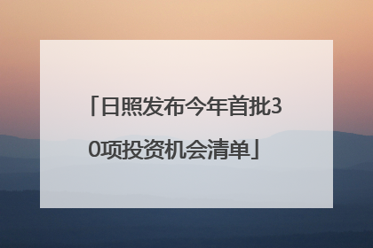 日照发布今年首批30项投资机会清单