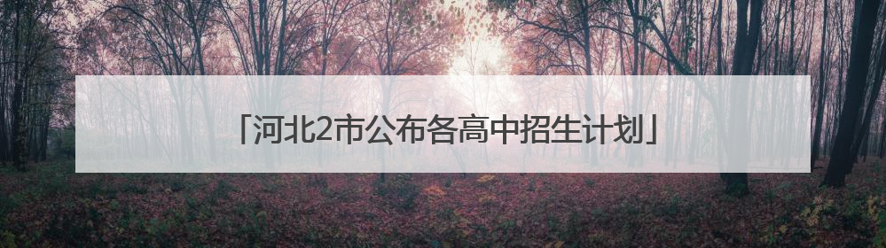 河北2市公布各高中招生计划