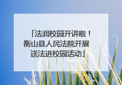 法润校园开讲啦！衡山县人民法院开展 送法进校园活动