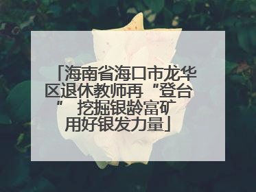 海南省海口市龙华区退休教师再“登台” 挖掘银龄富矿 用好银发力量
