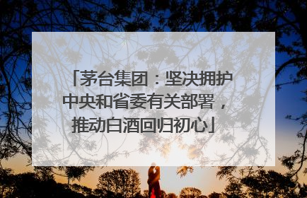 茅台集团：坚决拥护中央和省委有关部署，推动白酒回归初心