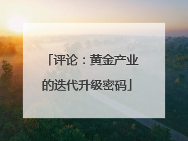 评论：黄金产业的迭代升级密码