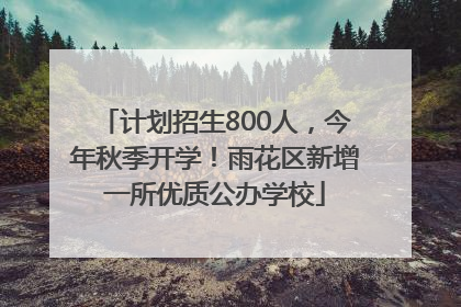 计划招生800人，今年秋季开学！雨花区新增一所优质公办学校
