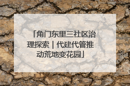 角门东里三社区治理探索｜代建代管推动荒地变花园