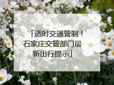 适时交通管制！石家庄交管部门最新出行提示