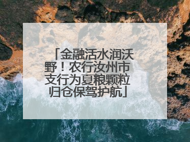 金融活水润沃野！农行汝州市支行为夏粮颗粒归仓保驾护航