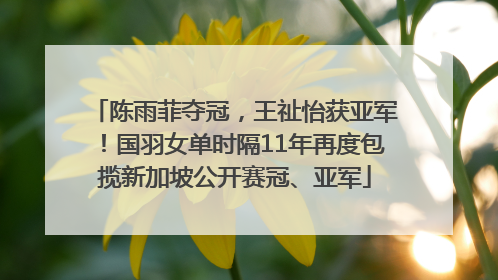 陈雨菲夺冠，王祉怡获亚军！国羽女单时隔11年再度包揽新加坡公开赛冠、亚军
