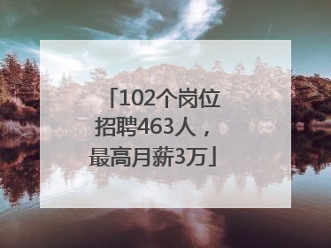 102个岗位招聘463人，最高月薪3万