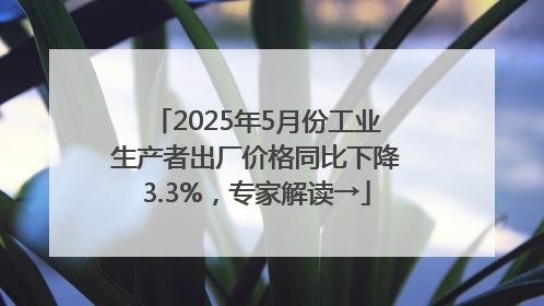 2025年5月份工业生产者出厂价格同比下降3.3%，专家解读→